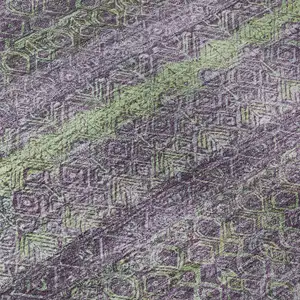 Photo of Purple And Green Striped Washable Area Rug With UV Protection