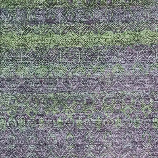 Purple And Green Striped Washable Area Rug With UV Protection Photo 3