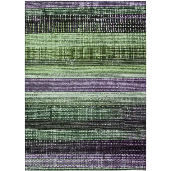 Purple And Green Striped Washable Indoor Outdoor Area Rug Photo 8