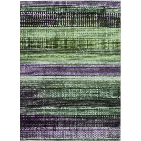 Purple And Green Striped Washable Indoor Outdoor Area Rug Photo 9