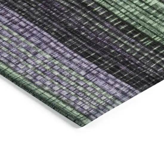 Purple And Green Striped Washable Indoor Outdoor Area Rug Photo 4