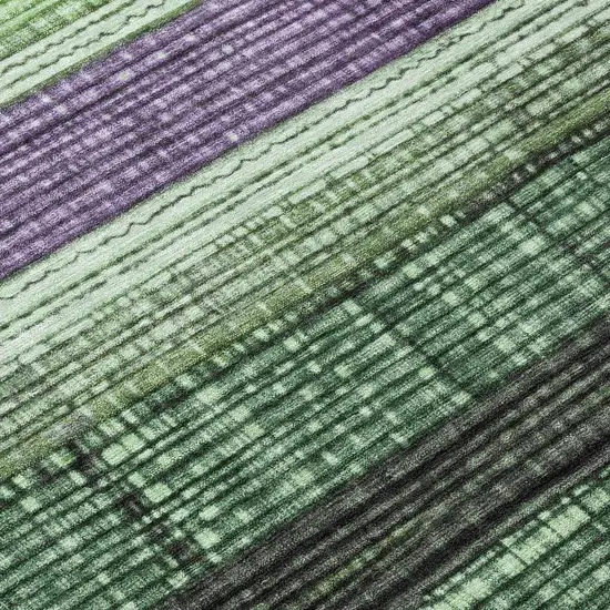 Purple And Green Striped Washable Indoor Outdoor Area Rug Photo 9