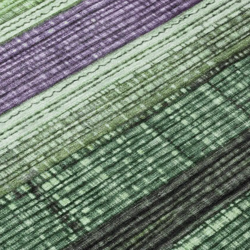 Purple And Green Striped Washable Indoor Outdoor Area Rug Photo 9