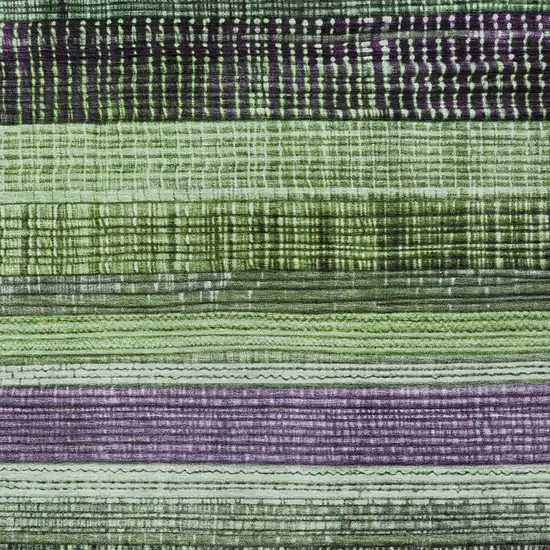 Purple And Green Striped Washable Indoor Outdoor Area Rug Photo 7