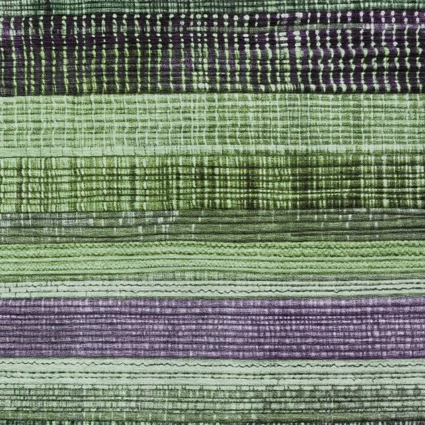Purple And Green Striped Washable Indoor Outdoor Area Rug Photo 7