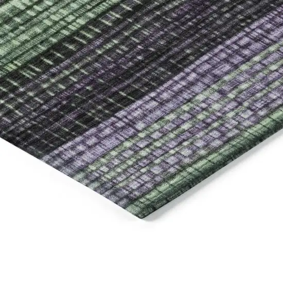 Purple And Green Striped Washable Indoor Outdoor Area Rug Photo 3
