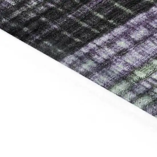Purple And Green Striped Washable Indoor Outdoor Area Rug Photo 2