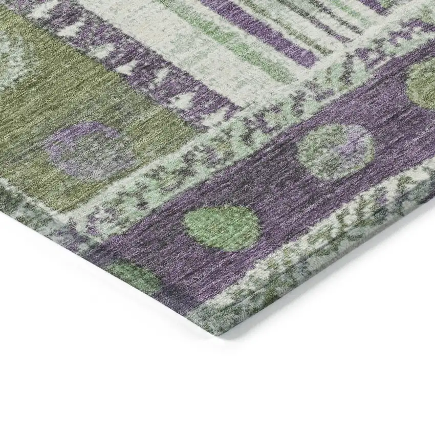 Purple And Green Striped Washable Indoor Outdoor Area Rug Photo 9