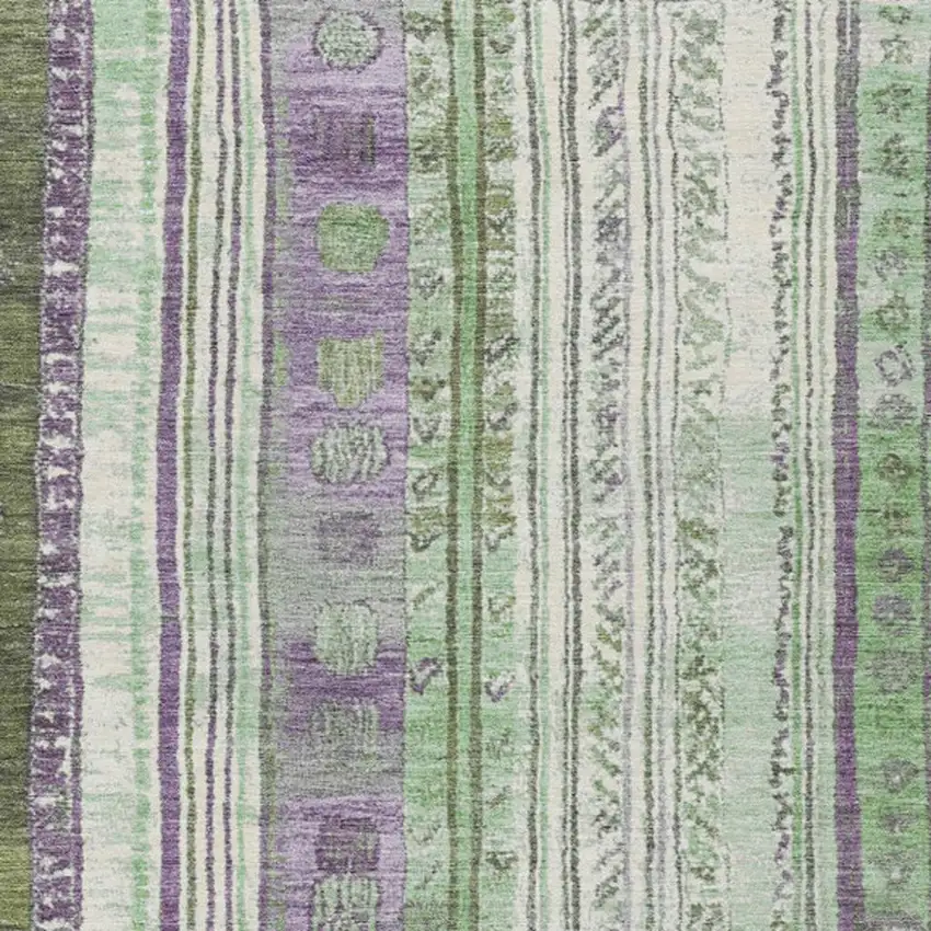 Purple And Green Striped Washable Indoor Outdoor Area Rug Photo 6