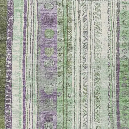 Purple And Green Striped Washable Indoor Outdoor Area Rug Photo 6