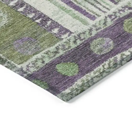 Purple And Green Striped Washable Indoor Outdoor Area Rug Photo 9
