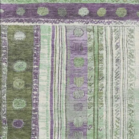 Purple And Green Striped Washable Indoor Outdoor Area Rug Photo 3