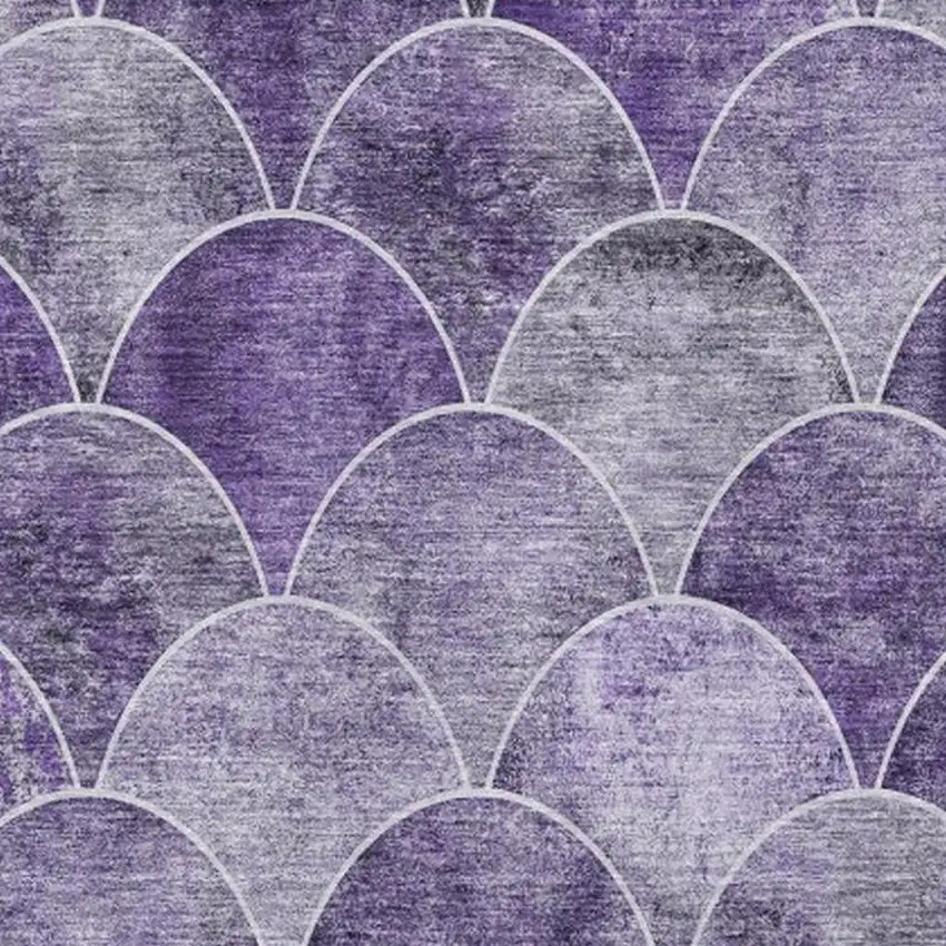 Purple And Ivory Abstract Geometric Washable Area Rug With UV Protection Photo 3