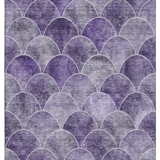 Purple And Ivory Abstract Geometric Washable Area Rug With UV Protection Photo 7