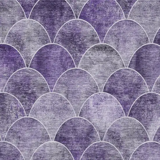 Purple And Ivory Abstract Geometric Washable Area Rug With UV Protection Photo 1