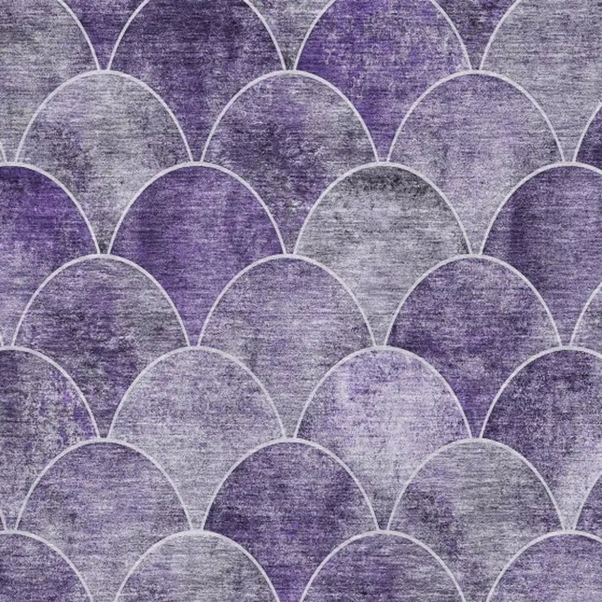 Purple And Ivory Abstract Geometric Washable Area Rug With UV Protection Photo 1