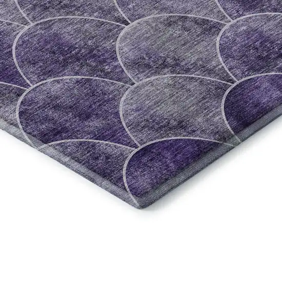 Purple And Ivory Abstract Geometric Washable Area Rug With UV Protection Photo 8