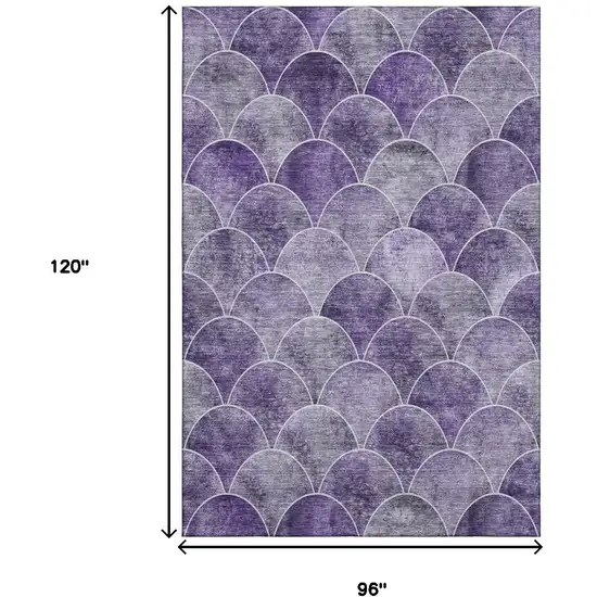 Purple And Ivory Abstract Geometric Washable Area Rug With UV Protection Photo 3