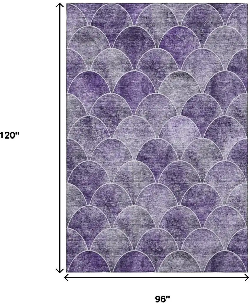 Purple And Ivory Abstract Geometric Washable Area Rug With UV Protection Photo 3