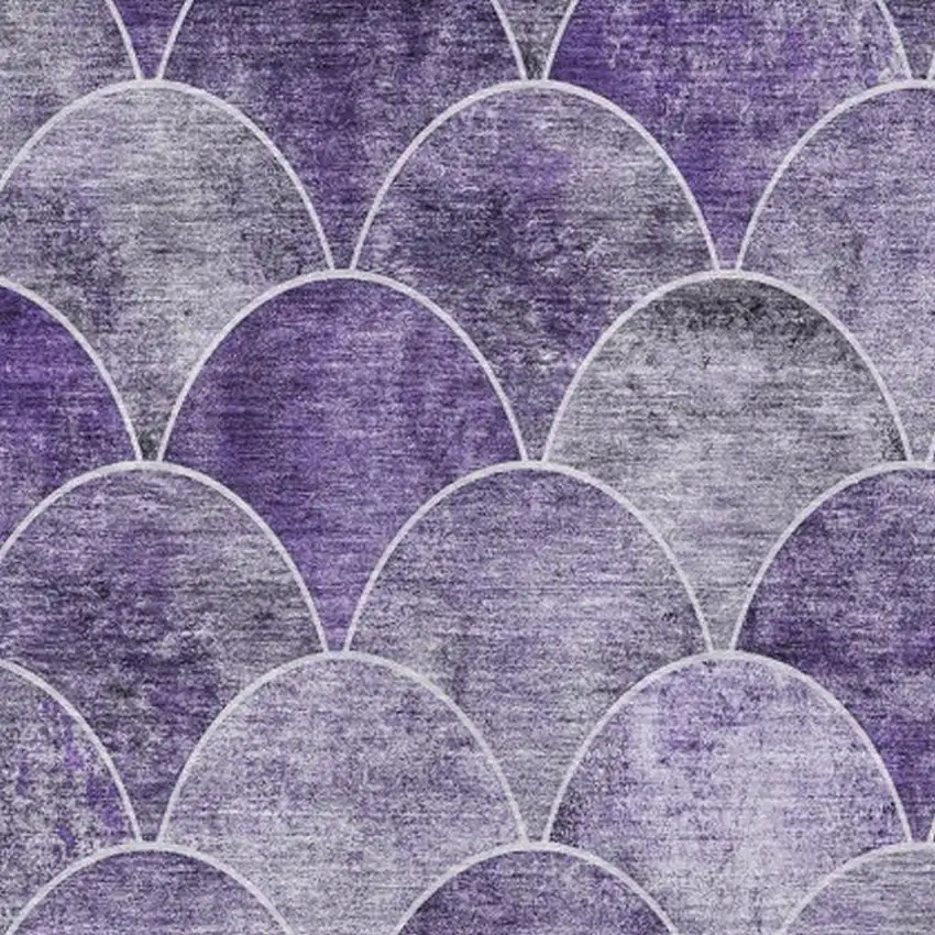Purple And Ivory Abstract Geometric Washable Area Rug With UV Protection Photo 3