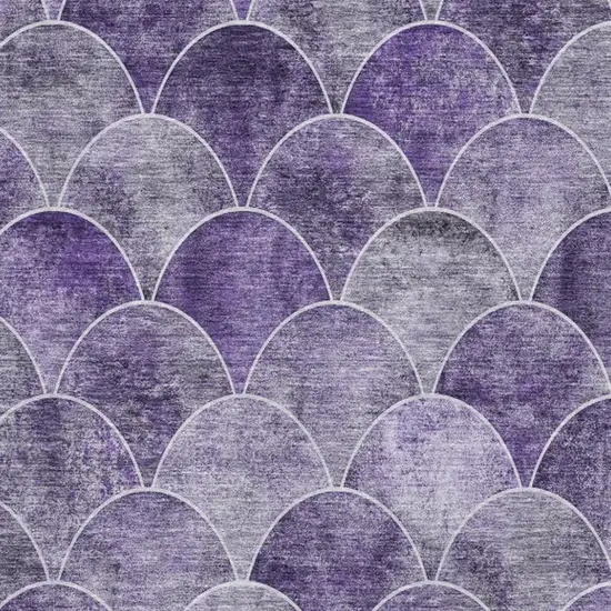 Purple And Ivory Abstract Geometric Washable Area Rug With UV Protection Photo 1