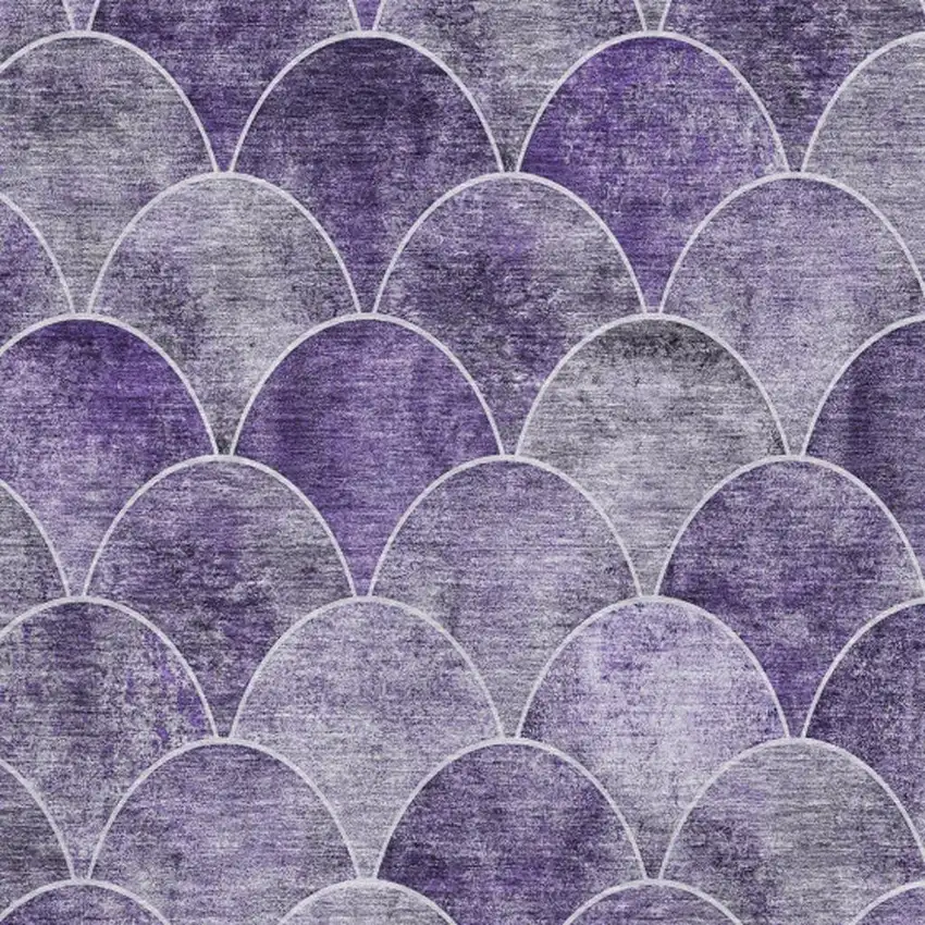 Purple And Ivory Abstract Geometric Washable Area Rug With UV Protection Photo 1