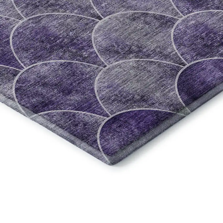Purple And Ivory Abstract Geometric Washable Area Rug With UV Protection Photo 8