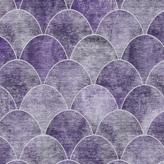Purple And Ivory Abstract Geometric Washable Area Rug With UV Protection Photo 3