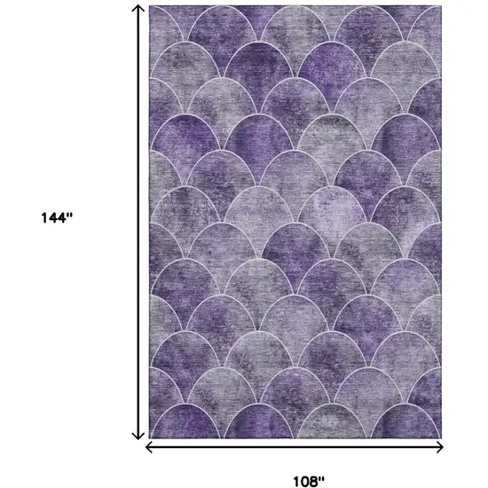 Purple And Ivory Abstract Geometric Washable Area Rug With UV Protection Photo 3