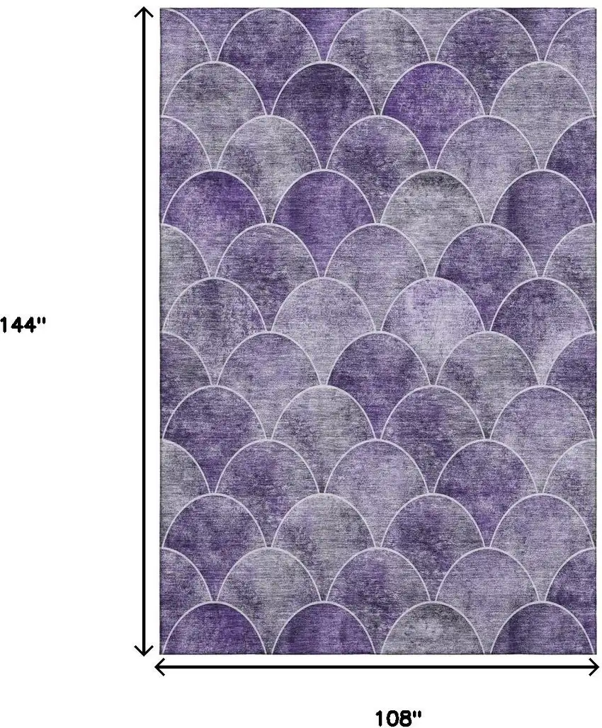 Purple And Ivory Abstract Geometric Washable Area Rug With UV Protection Photo 3