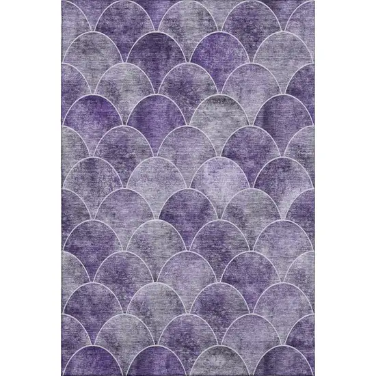 Purple And Ivory Abstract Geometric Washable Area Rug With UV Protection Photo 1