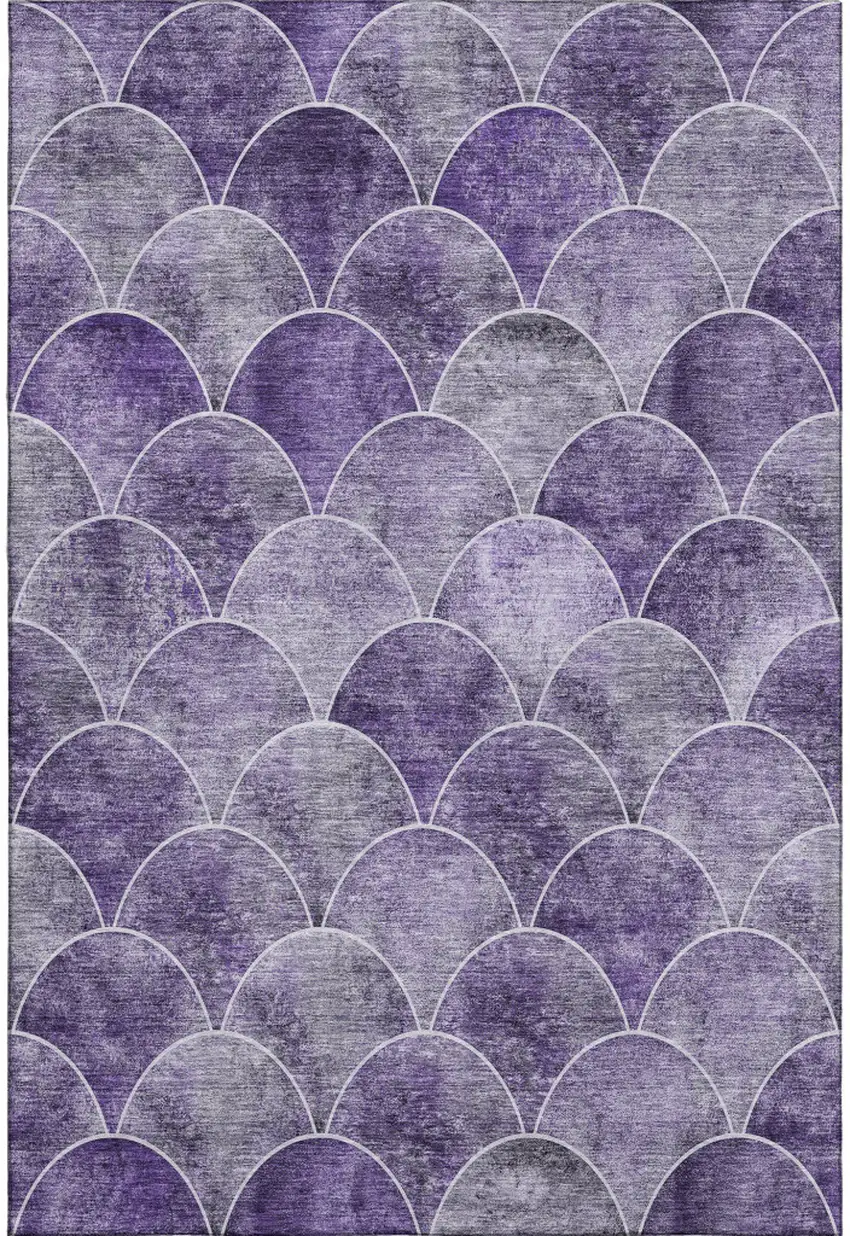 Purple And Ivory Abstract Geometric Washable Area Rug With UV Protection Photo 1
