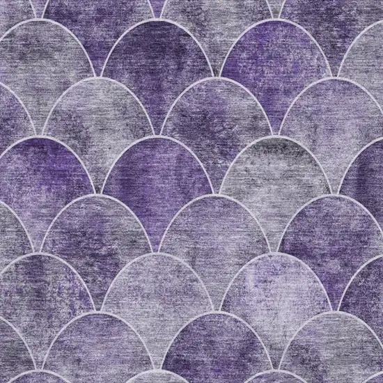Purple And Ivory Abstract Geometric Washable Area Rug With UV Protection Photo 1