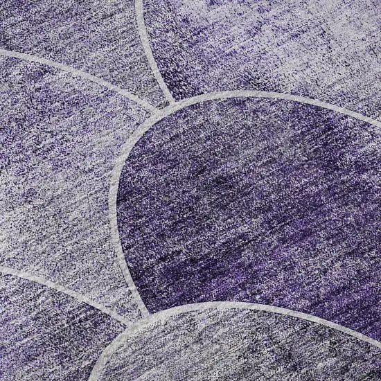Purple And Ivory Abstract Geometric Washable Area Rug With UV Protection Photo 9