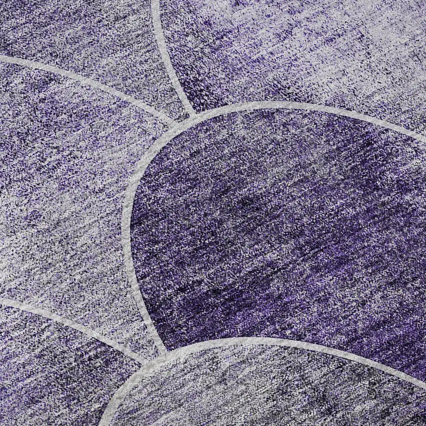 Purple And Ivory Abstract Geometric Washable Area Rug With UV Protection Photo 9