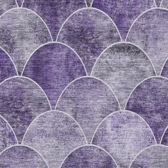 Purple And Ivory Abstract Geometric Washable Area Rug With UV Protection Photo 3