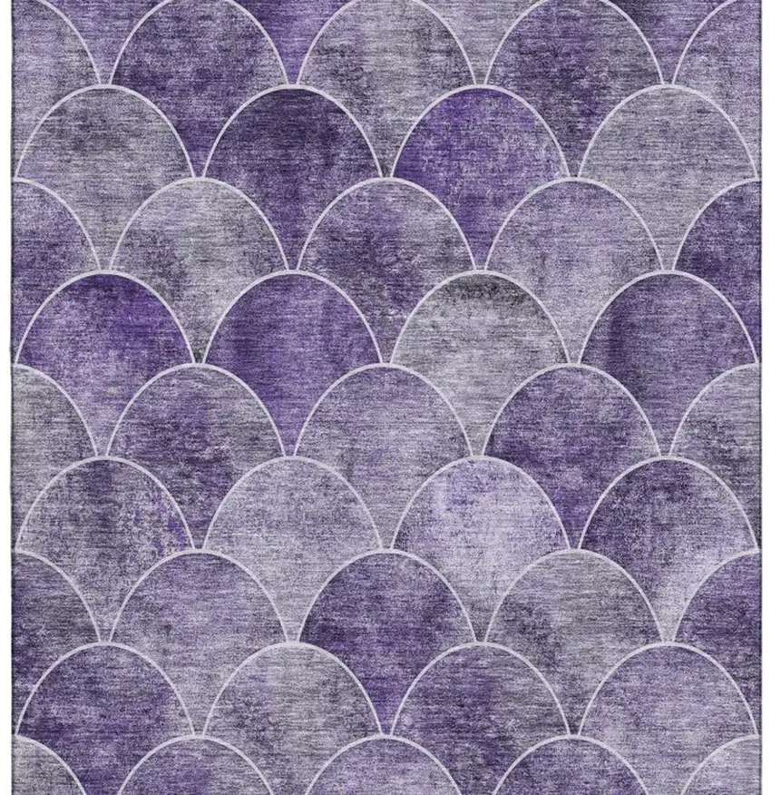 Purple And Ivory Abstract Geometric Washable Area Rug With UV Protection Photo 7