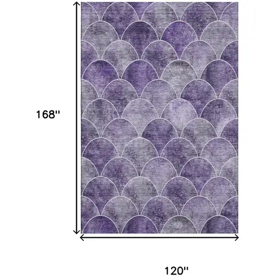Purple And Ivory Abstract Geometric Washable Area Rug With UV Protection Photo 3