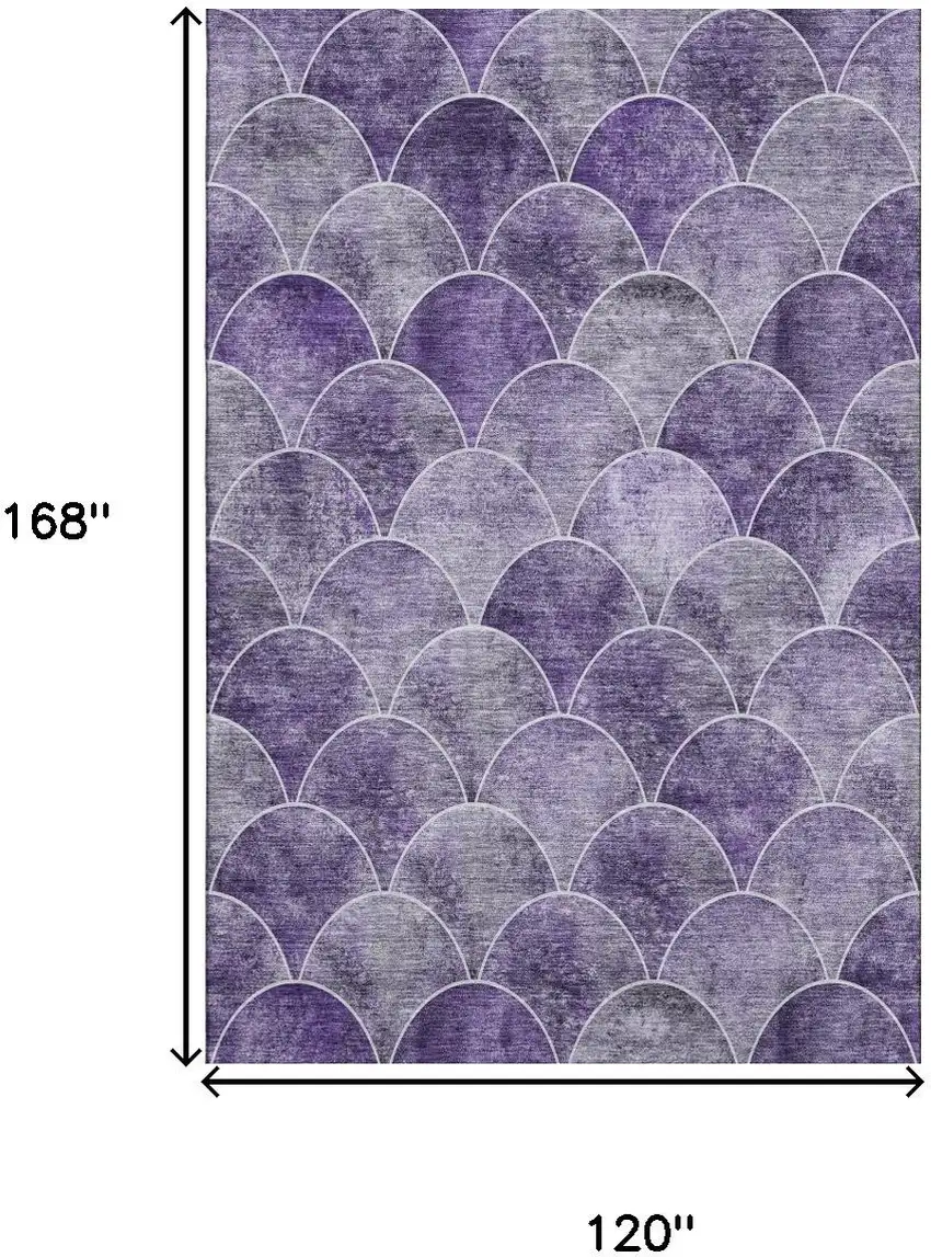 Purple And Ivory Abstract Geometric Washable Area Rug With UV Protection Photo 3