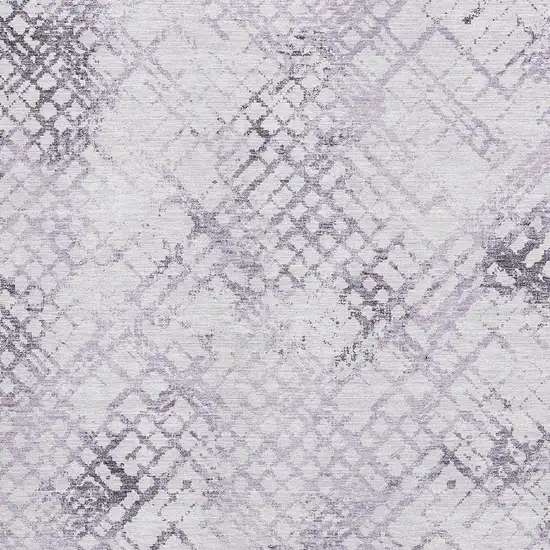 Purple And Ivory Abstract Geometric Washable Area Rug With UV Protection Photo 3