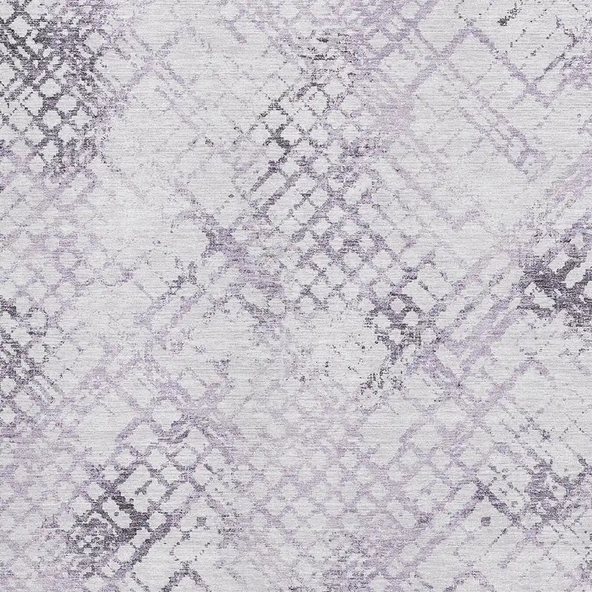 Purple And Ivory Abstract Geometric Washable Area Rug With UV Protection Photo 3
