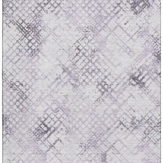 Purple And Ivory Abstract Geometric Washable Area Rug With UV Protection Photo 4