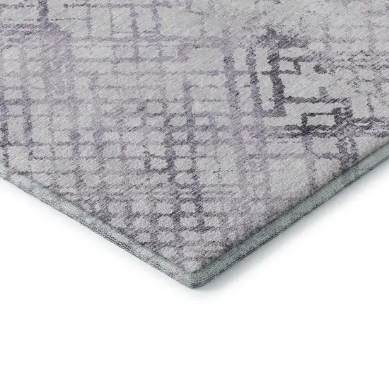 Purple And Ivory Abstract Geometric Washable Area Rug With UV Protection Photo 8