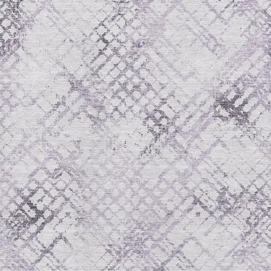 Purple And Ivory Abstract Geometric Washable Area Rug With UV Protection Photo 3