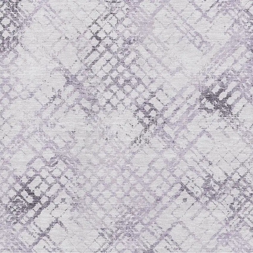 Purple And Ivory Abstract Geometric Washable Area Rug With UV Protection Photo 3