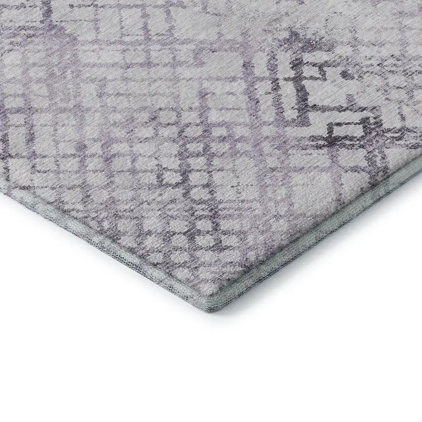 Purple And Ivory Abstract Geometric Washable Area Rug With UV Protection Photo 7