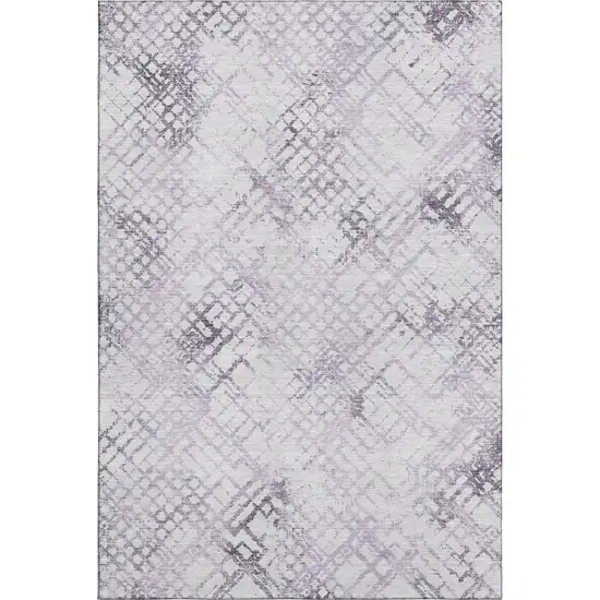 Purple And Ivory Abstract Geometric Washable Area Rug With UV Protection Photo 1