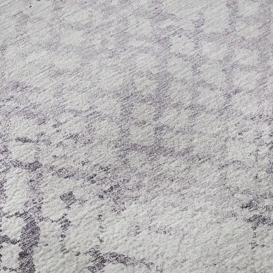 Purple And Ivory Abstract Geometric Washable Area Rug With UV Protection Photo 9
