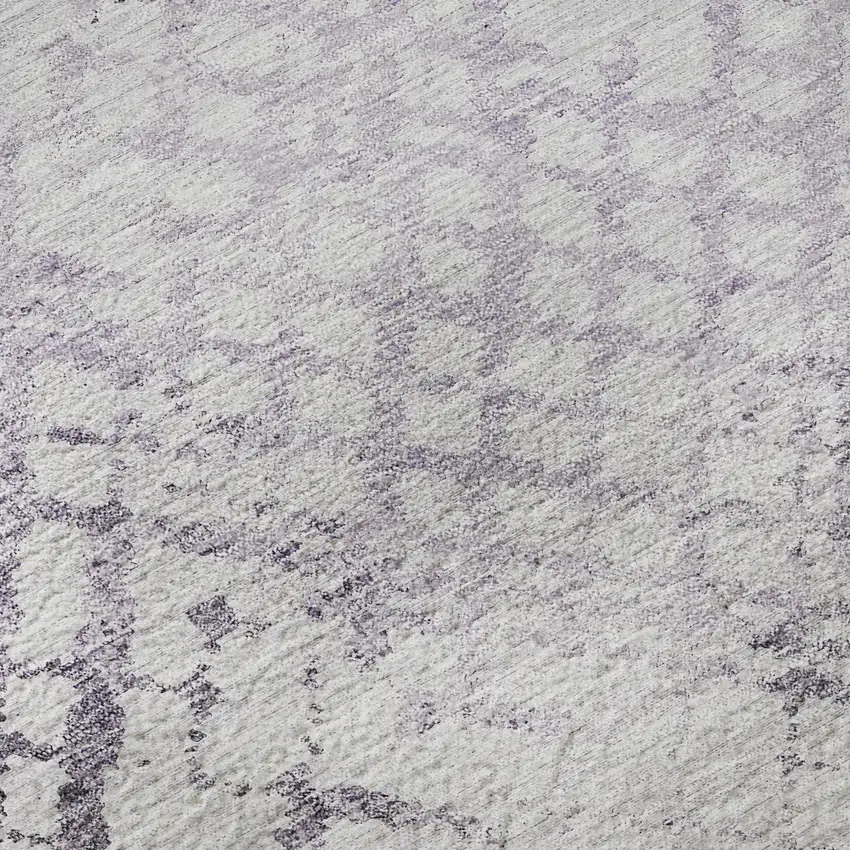 Purple And Ivory Abstract Geometric Washable Area Rug With UV Protection Photo 9