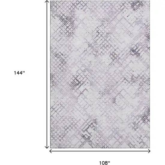 Purple And Ivory Abstract Geometric Washable Area Rug With UV Protection Photo 3